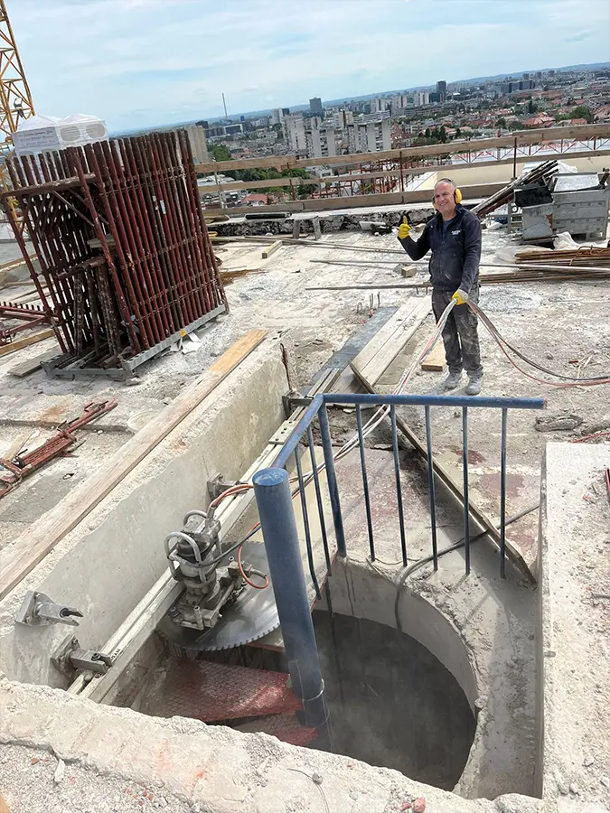 Rezanje betonskih elemenata na objektu
